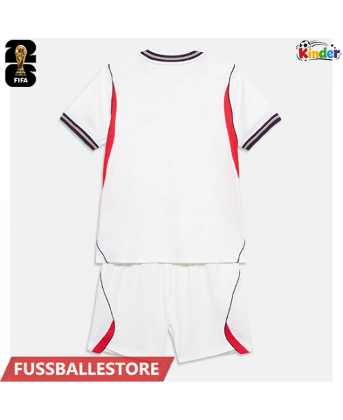 Günstige England Heimtrikotsatz Kinder WM 2026 Kurzarm (+ Kurze Hosen)